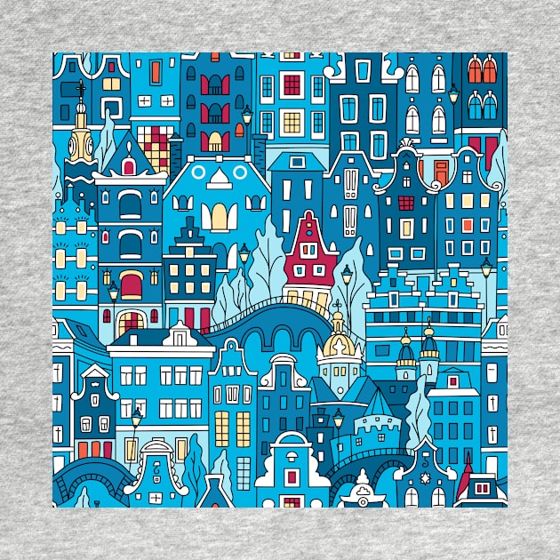 Seamless pattern, Amsterdam typical dutch houses by kavalenkava